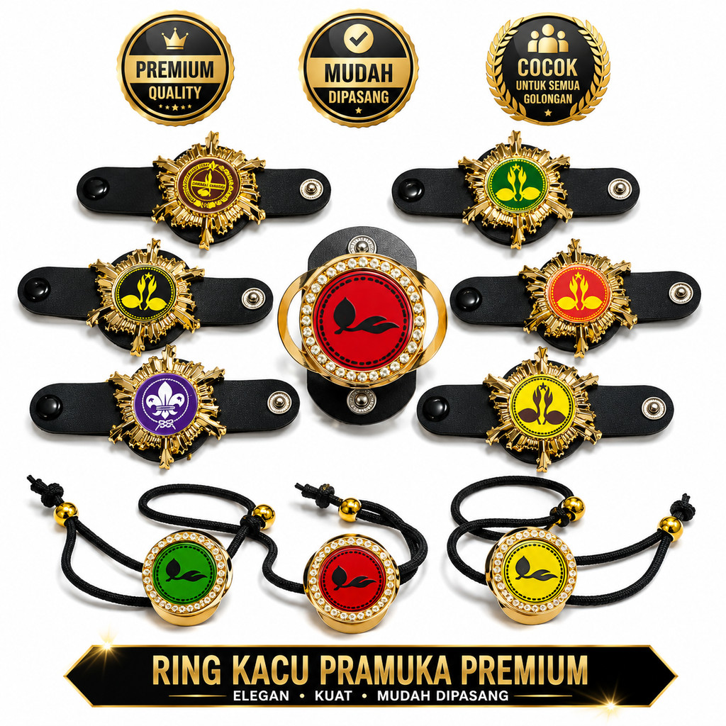 Ring Kacu Klip Kancing Pengait Pengunci Penjepit Scarf Hasduk Dasi Merah Putih Pramuka Premium SD SM
