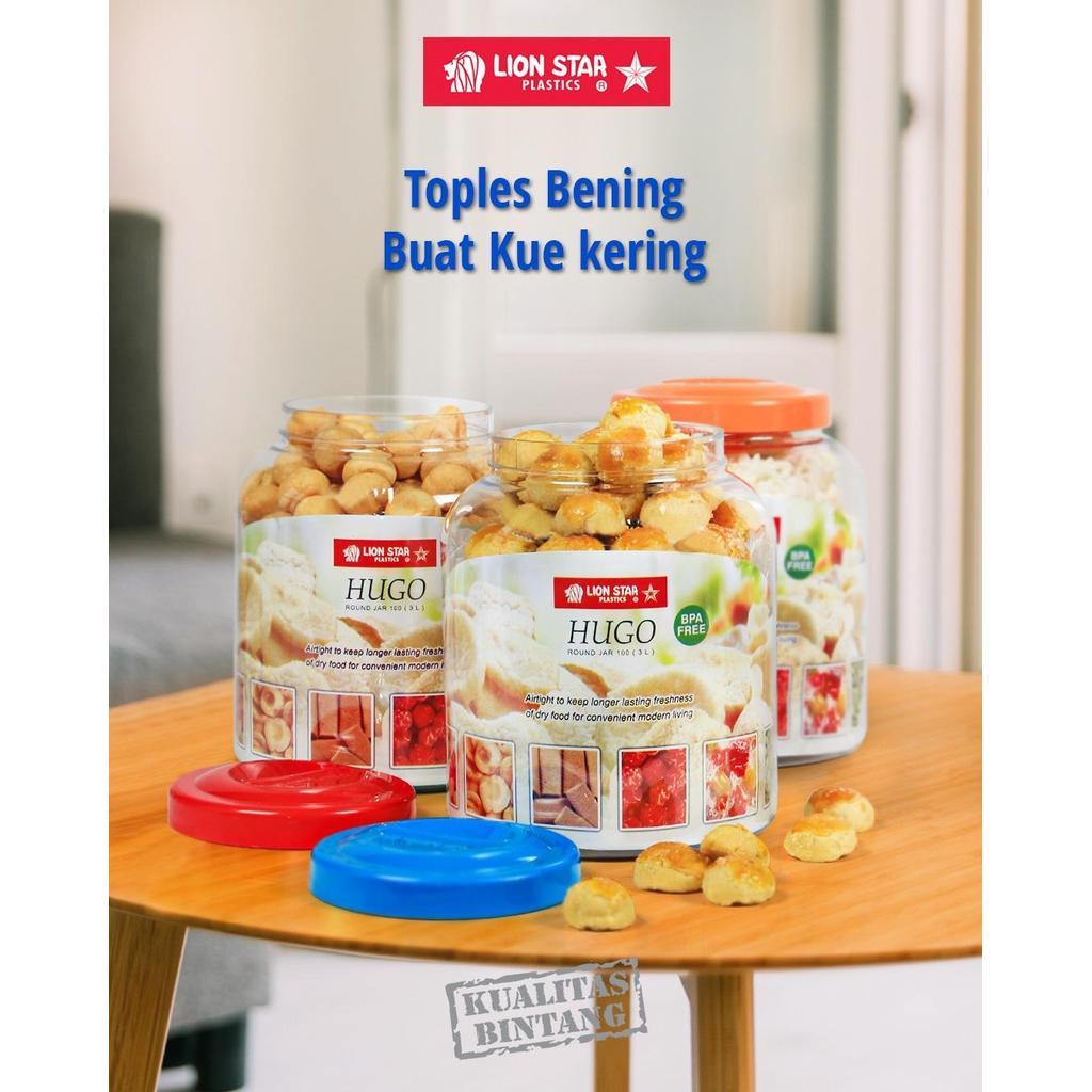 TOPTON Lion Star PP-30 Hugo Round Jar 100 Toples Kerupuk 3 Liter Wadah Makanan Bulat Plastik BPA Fre