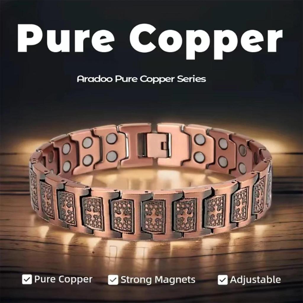 Fashionable Retro Style Cross-shaped Full Magnetic Copper Bracelet, Dark Ghost Magnetic Stone Bracel