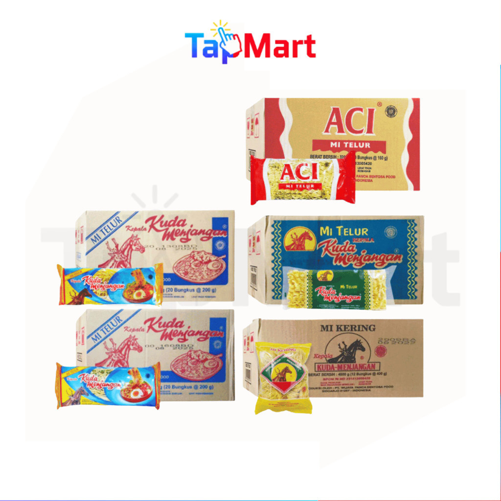 TapMart - Mie Telor Keriting Aci Kuda Menjangan Kecil - Lebar 200 gr x 20 pcs gulung DUS Mi Telur Bi