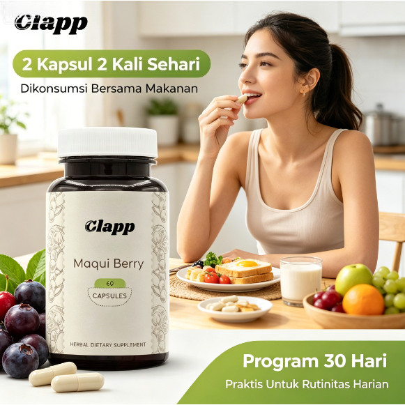 Clapp Maqui Berry 1000mg 60 Kapsul – Maqui Berry Organik, Antioksidan Alami, Dukungan Kesehatan Hari