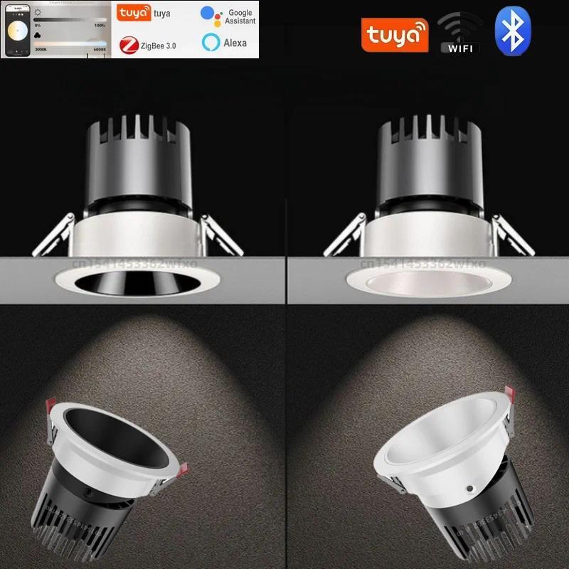 Tuya Intelligent 24G remote control mmable Led downlight embedded sky lantern COB spot light living 