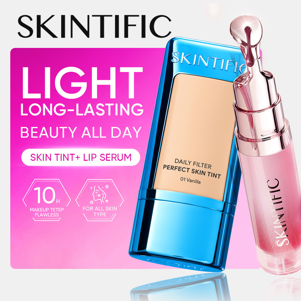 SKINTIFIC | 2PC Makeup Set - SKIN TINT BURRING FOUNDATION& LIP SERUM LIP CARE BB&CC Cream Skin Tint 