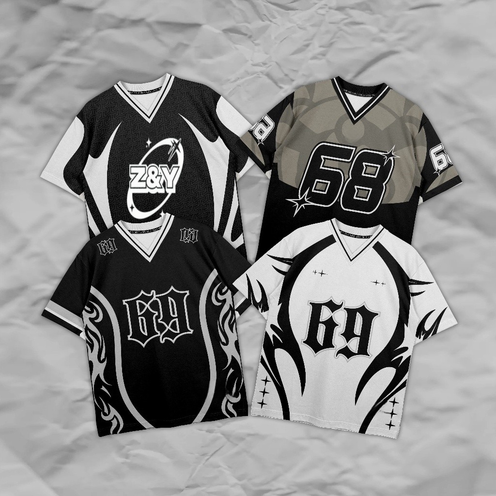 Jersey Dryfit Brazil Milano - Kaos Streetwear Oversize Hitam Putih Y2K