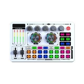 Soundcard Audio USB External Sound Card Mic Mixer Bluetooth F999 [HITAM & PUTIH] - f999 putih