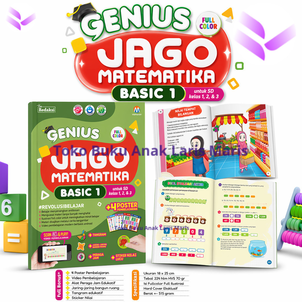 ziyadbooks official genius jago matematika anak belajar berhitung calistung kelas 1 sd tk lengkap