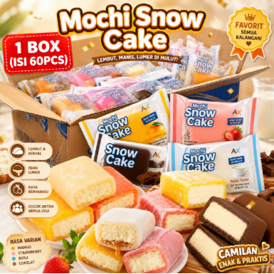 Mochi Snow Cake Isi 60PCS Mochi Viral Cokelat Susu Strawberry Mangga Pandan HALAL
