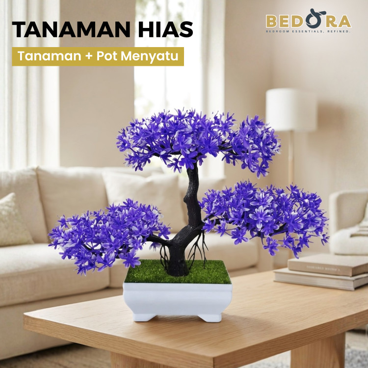 Bunga Hiasan Ruang Tamu Bonsai Plastik Aesthetic Tanaman Artificial Dekorasi Meja