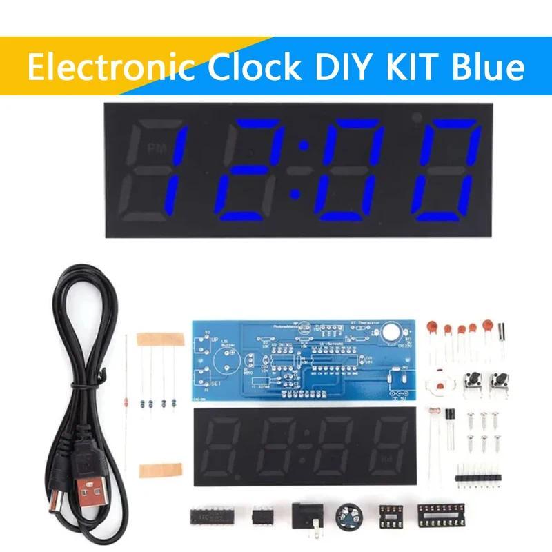 Kit DIY Jam Elektronik LED Kit Mikrokontroler Jam Digital Kontrol Waktu Lampu Termometer Suhu Kit El