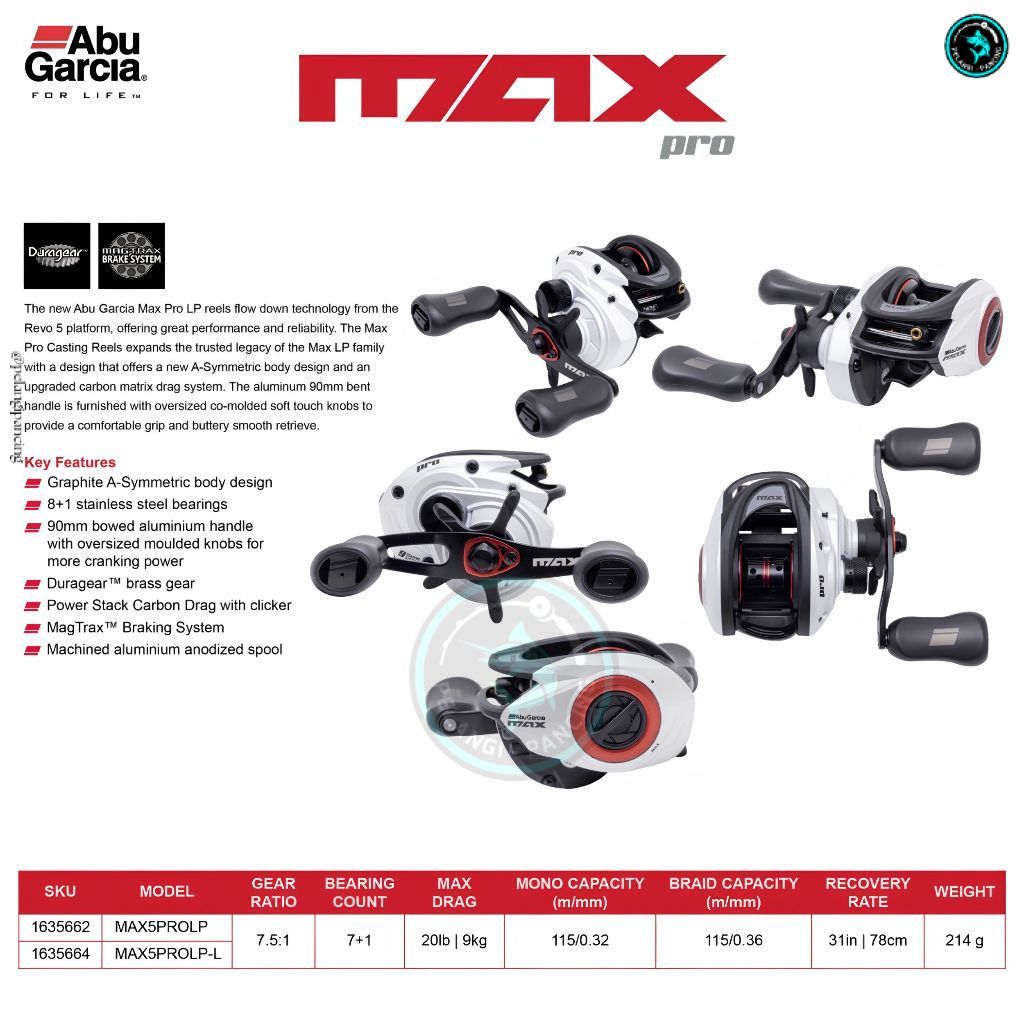 Pelangi Pancing Reel Pancing Low Profile ABU GARCIA MAX 5PRO LP-L Baitcasting Mancing Casting BC Lef