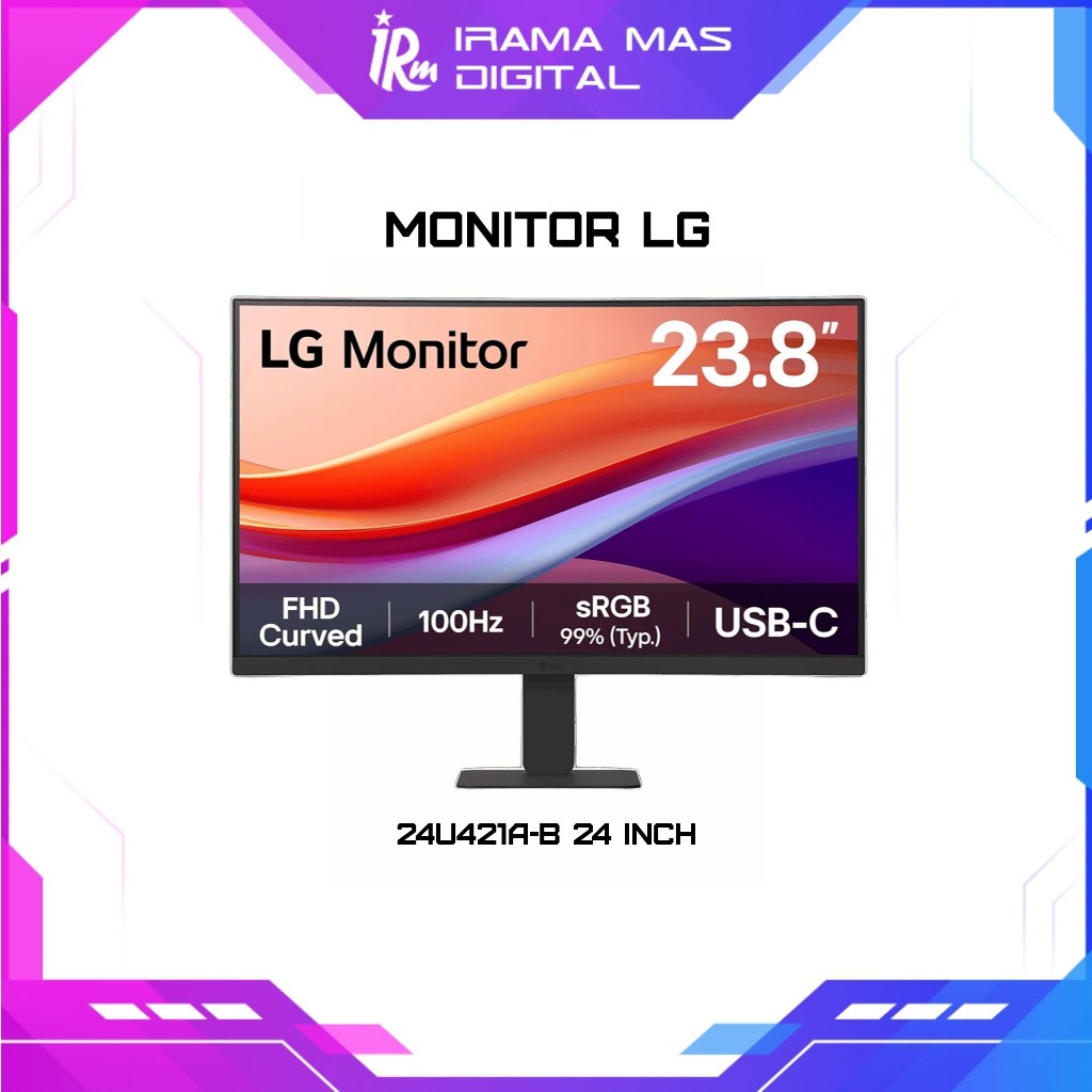 LG 24U421A-B Monitor LED 23.8" Curved FHD 100Hz dengan USB-C