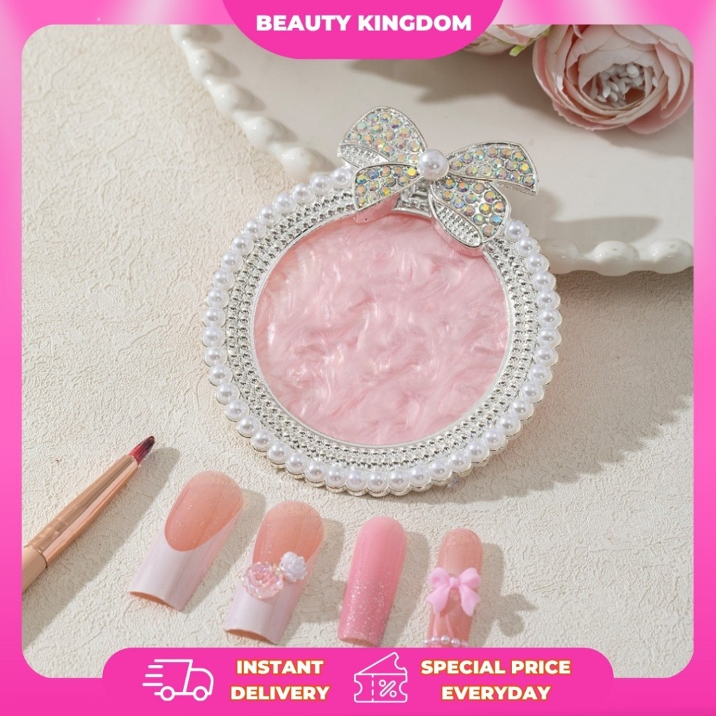 Pallete Berlian Mutiara Mixing Warna Design Nail Art Palet Pink Kerang Coaster Resin