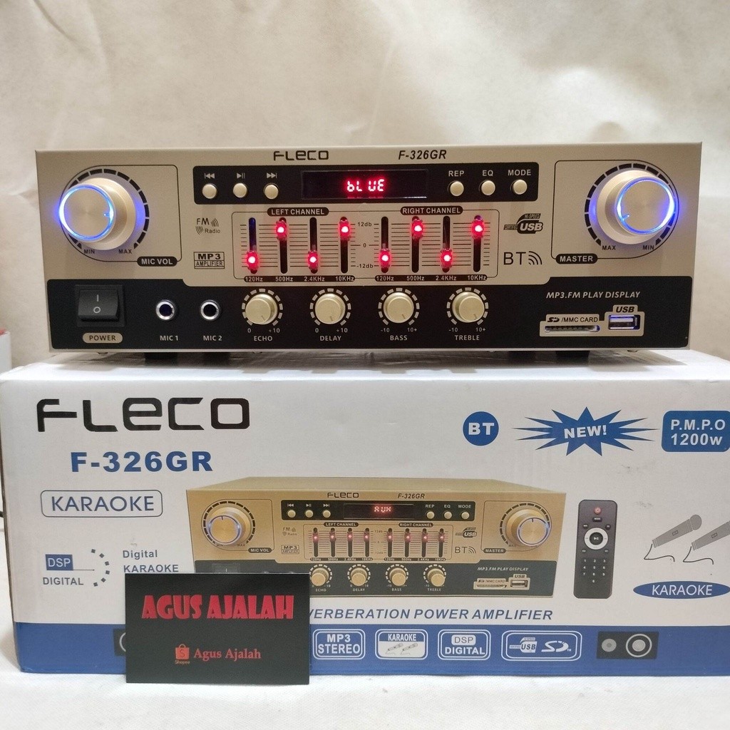 Fleco326GR Power amplifier subwoofer bluetooth mp3 digital karaoke fleco f326 GR POWER AMPLIFIER SUB