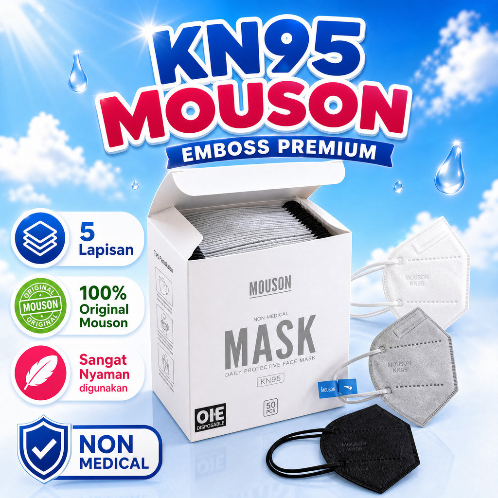 Masker Kn95 Mouson - Masker Kn95 - Masker Mouson - Mouson Masker - Mouson - Hitam dan Putih
