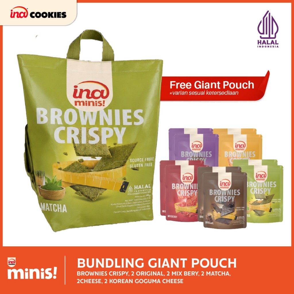 Bundling Giant Matcha Brownies Crispy Pouch (Brownies Crispy Original 2 - Brownies Crispy Cheese 2 -