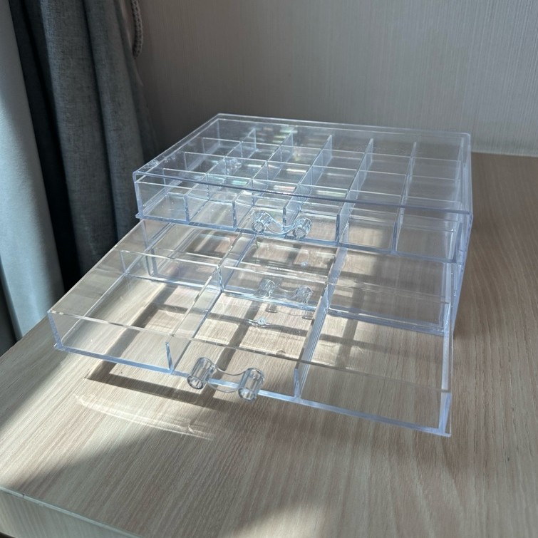 Akrilik Aesthetic Bening Laci Aksesoris banyak slot Putih Laci Estetik Kecil Organizer Meja