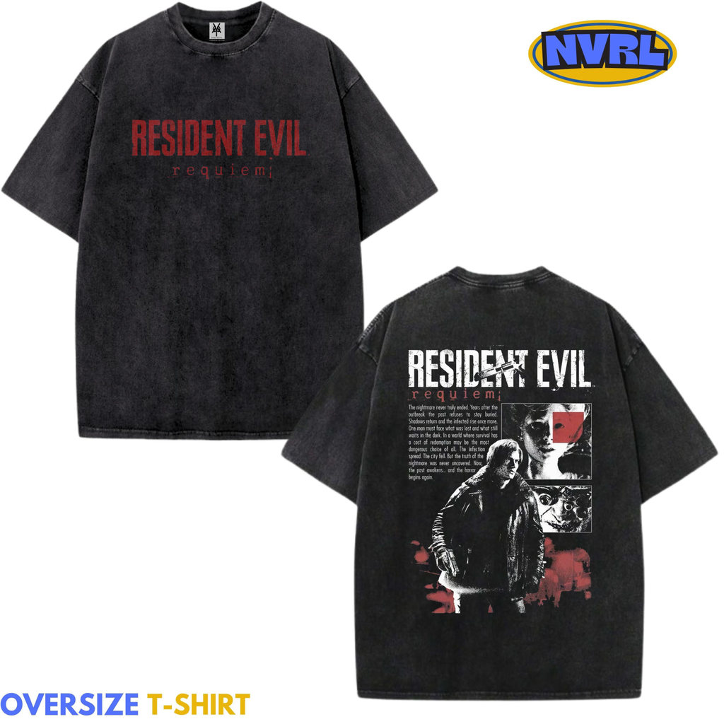 Nvrl merch Kaos oversize resident evil requiem washed washing vintage tee