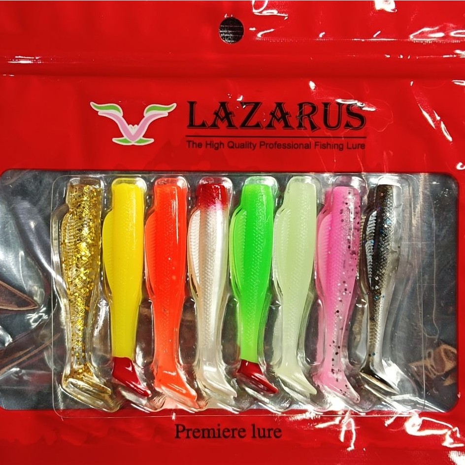 SoftLure 6 cm LAZARUS (Paddle Tail Isi 8 Pcs) BONUS Kail Timah