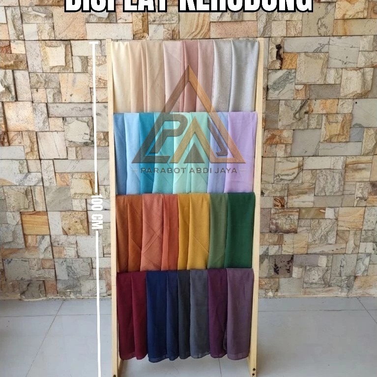Display Hijab Gantungan Hijab Kayu Minimalis Rak Hijab Serbaguna