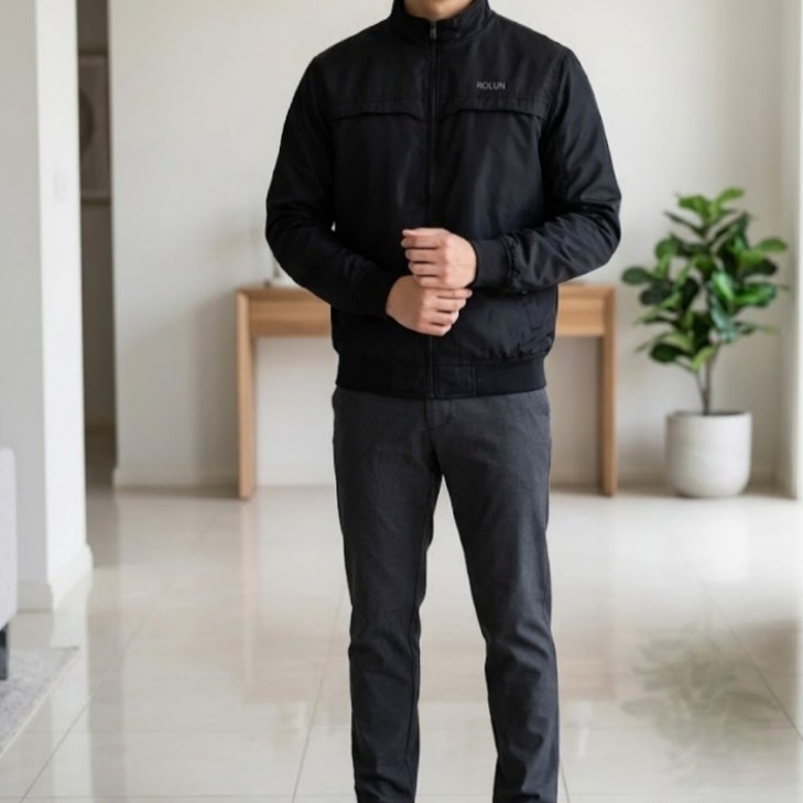 Jaket Rolun Man Non Hoodie Standar Jumbo