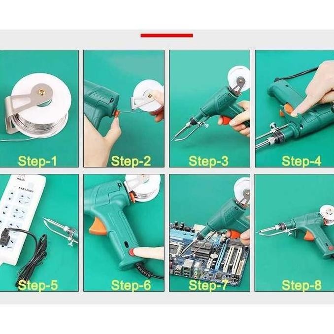 Januel Set Solder Listrik Tembak Tin Gun Handheld 60W 5in1 Solder Listrik Solder Besi Pegangan Tanga