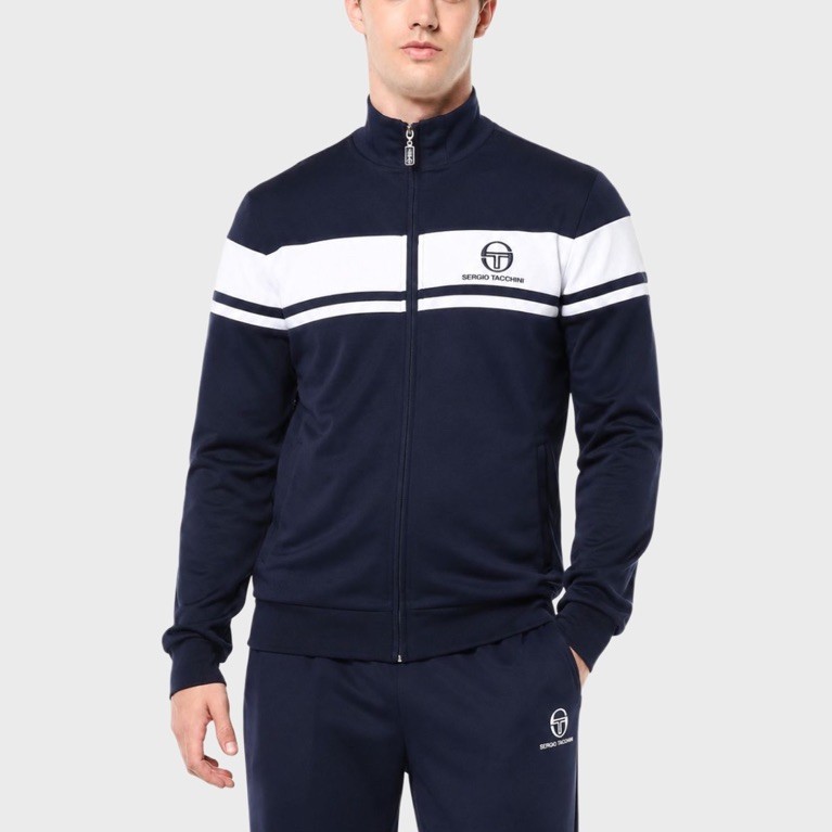 Sergio Tacchini Damarino Tracktop Jacket In Dark Navy / White