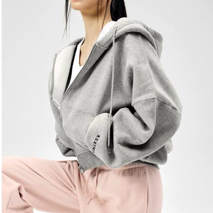 XEXYMIX Hoodie Zipper Crop Sportwear Oversize