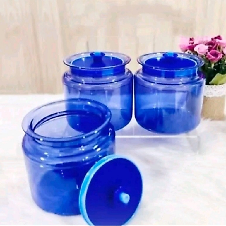 Tupperware Counterpart Royal Blue Stoples Kedap Udara Toples Bahan Polycarbonate Transparan Dengan S