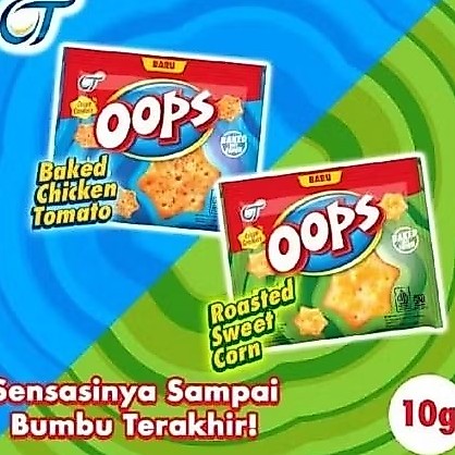 Oops Crispy Crackers 18gr Rasa Sweet Corn Jagung / Chicken Tomato Ayam Tomat