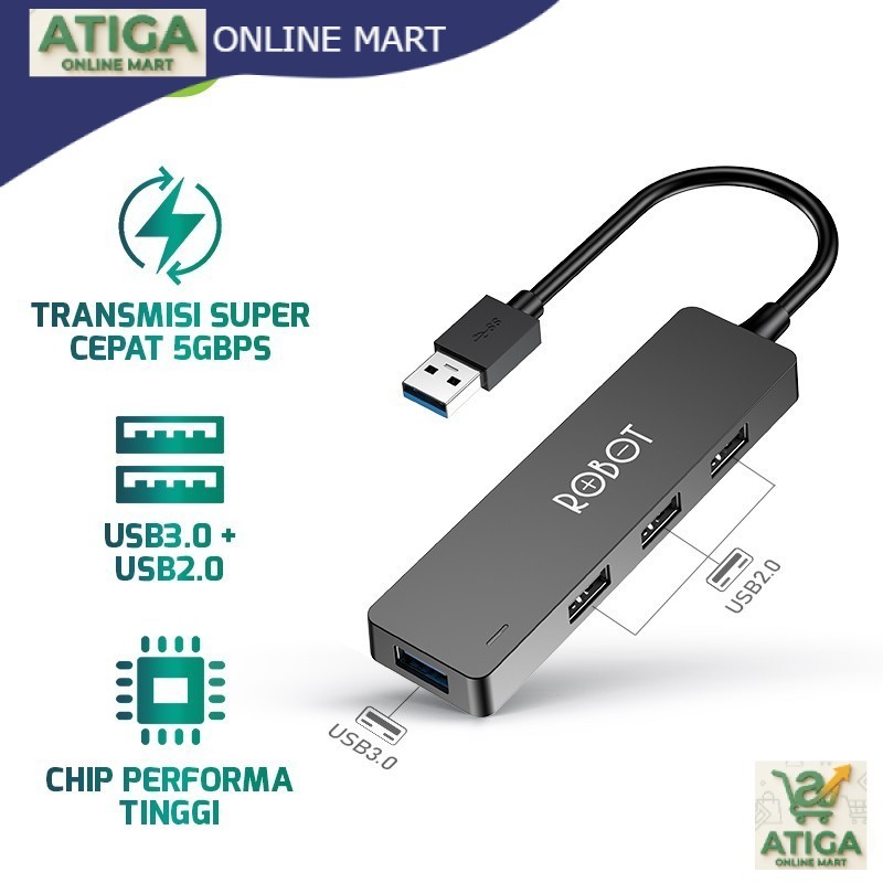 (ATG) ROBOT USB Hub H160 4 Ports USB 2.0 & USB 3.0 High Speed 5GBPS Original