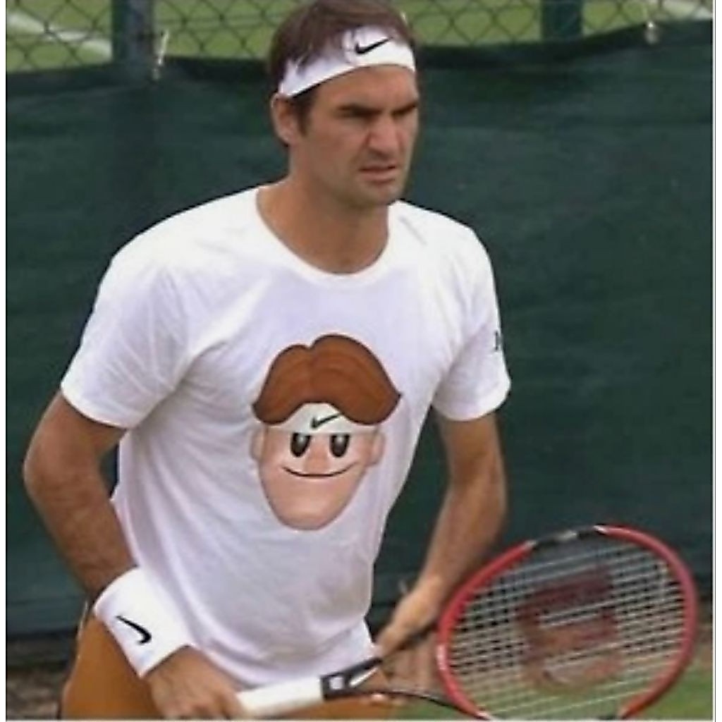 Kaos Nike tenis pria Roger Federer emoji RF Wimbledon Premier
