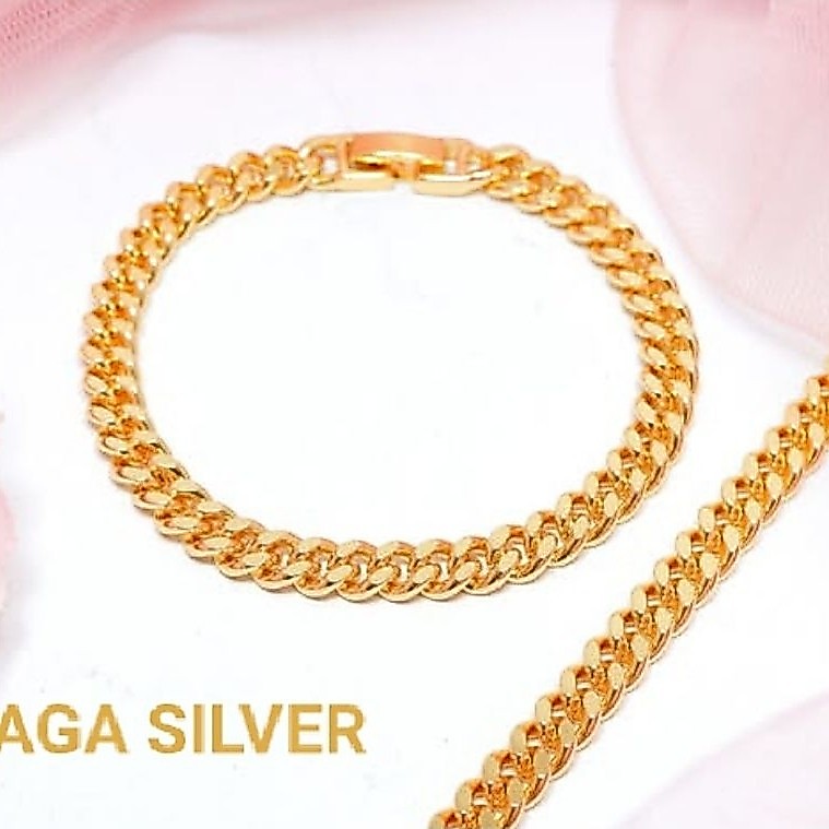 beli 2 gratis 1+ gratis emas murni 24 K gelang rantai lapis emas murni 24 K