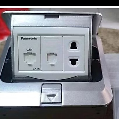 STOP KONTAK LANTAI PANASONIC UNIVERSAL+ OUTLET DATA CAT 6+OUTLET TELPON PANASONIC