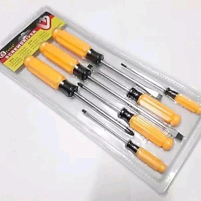 Set- Obeng Set 7 Pcs Kepala Magnet Fatick Screwdriver Set Obeng Magnet