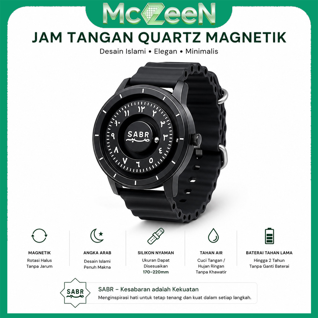 Jam Tangan Kuarsa Magnet Suspensi Pria Angka Arab Tahan Air Desain Futuristik Unik