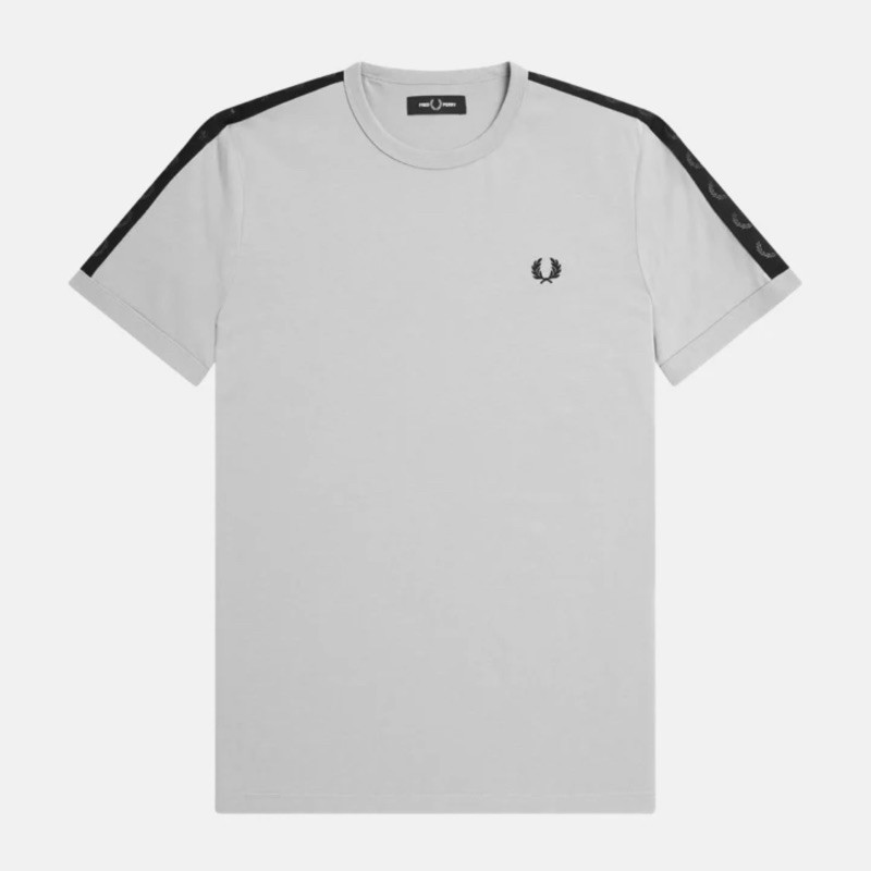 Fred Perry M4613 W25 Contrast Ringer Taped Tshirt In Limestone
