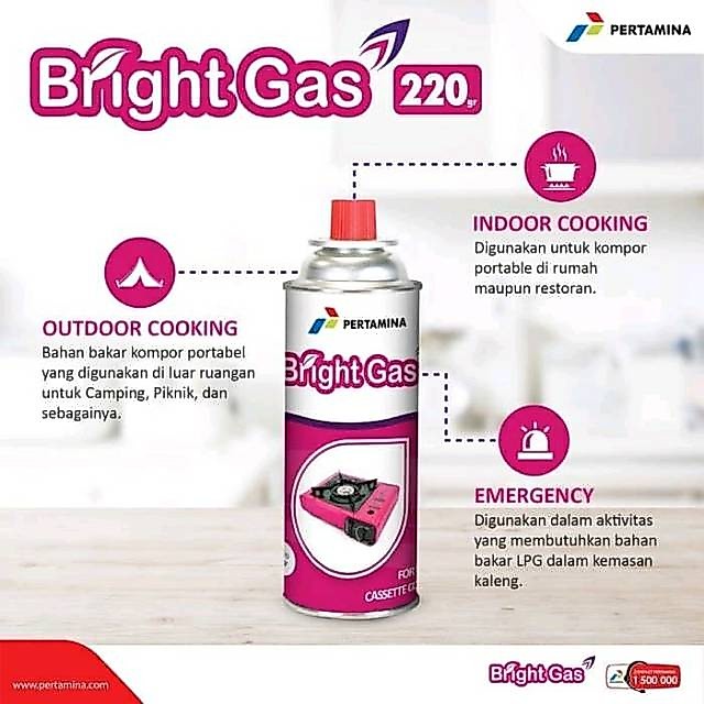 Tabung Gas Kaleng Portable Bright Gas Kaleng BrightGas cocok untuk semua merk kompor portable