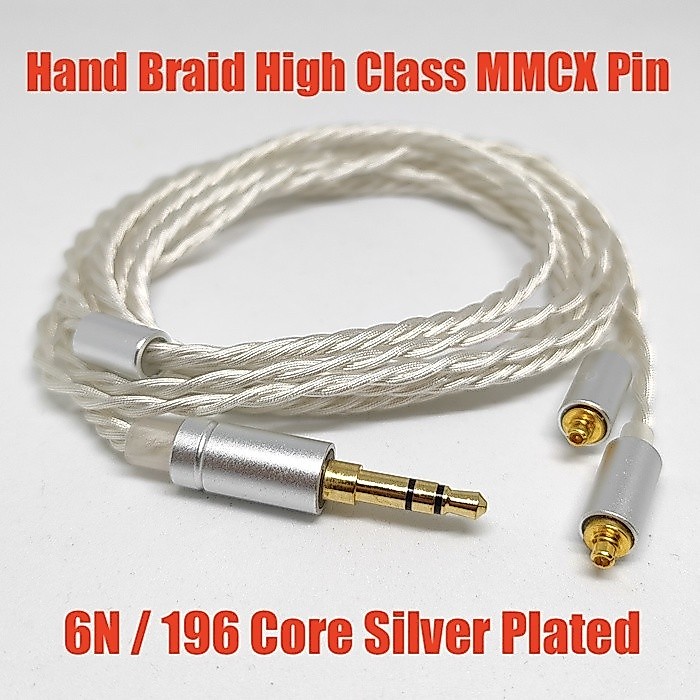 High End Premium Custom Hand Braid MMCX Pin Cable 6N Silver Plated