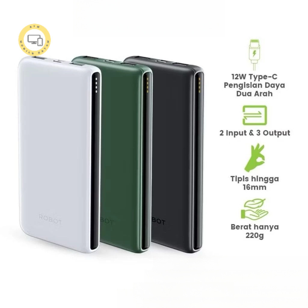 ROBOT Powerbank RT180S 10000 mAh Dual Input Output Slim Ori - Garansi 1th