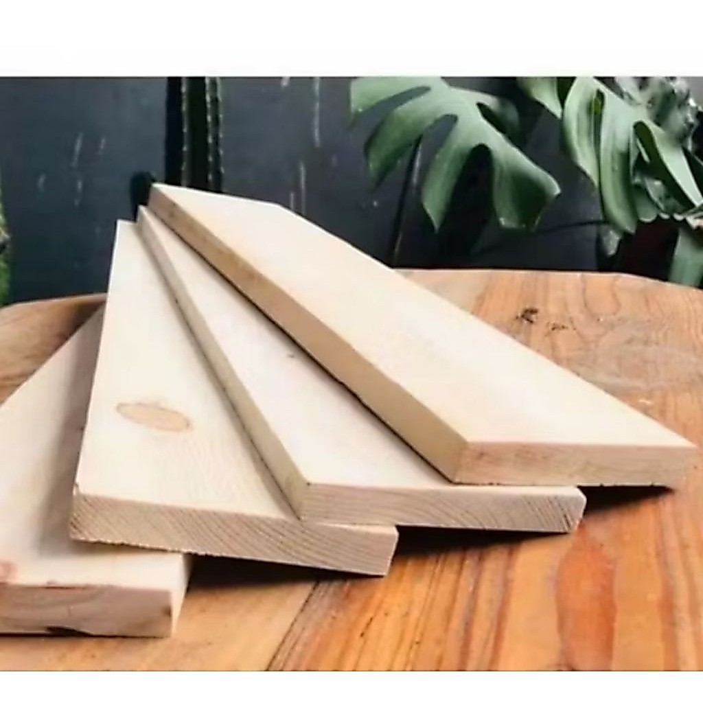 1 PC kayu Reng Jati Belanda UK. 1cm x 5 Cm x Panjang 1 Meter Sudah Di Serut Amplas Halus