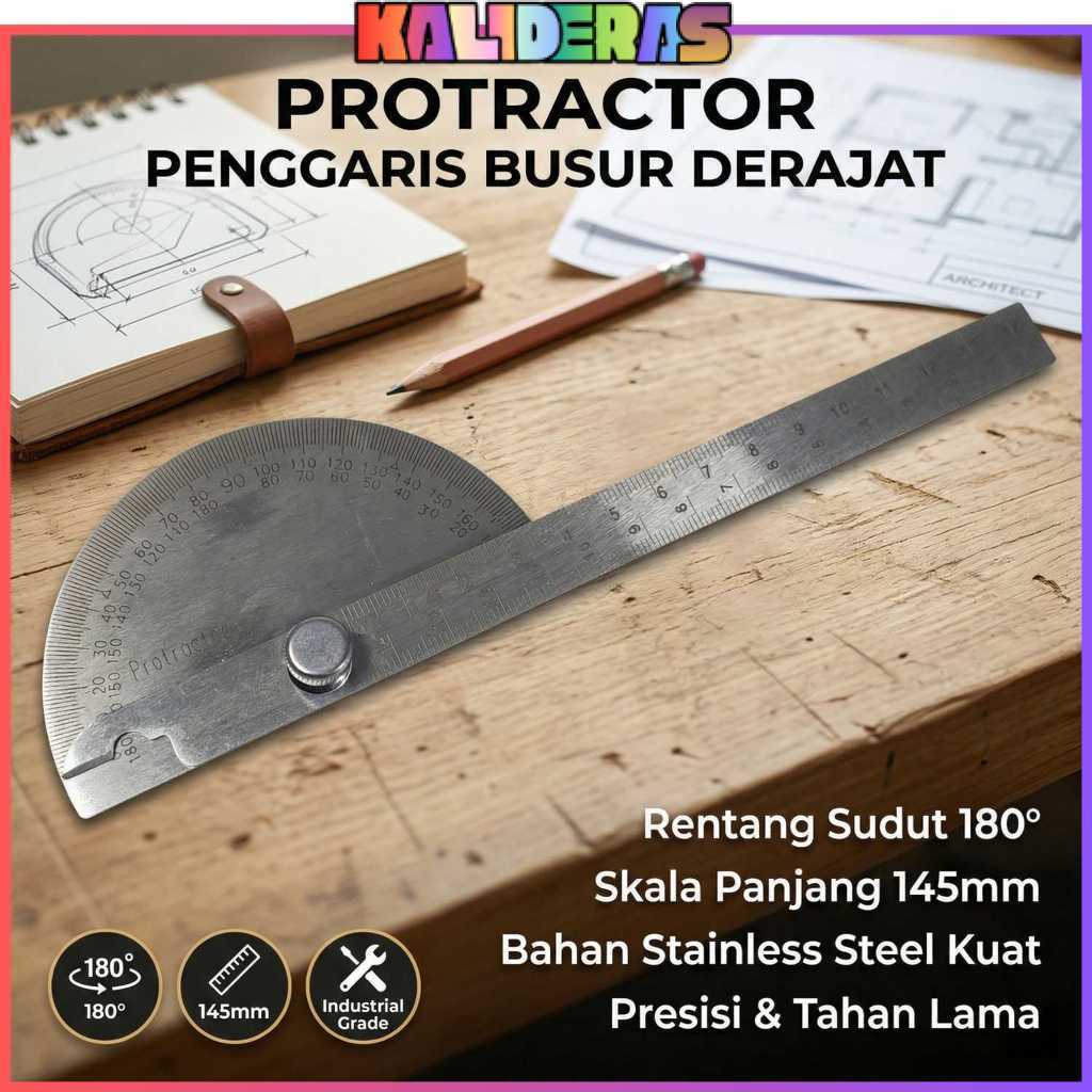 Penggaris Busur Derajat Measuring 145mm 180Degree - PR180