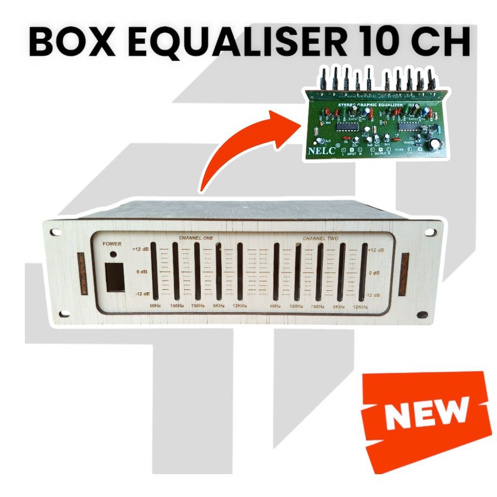 18cm Box Equaliser 10ch mini lebar 18cm - equalizer box Bahan Triplek 3mm Halus