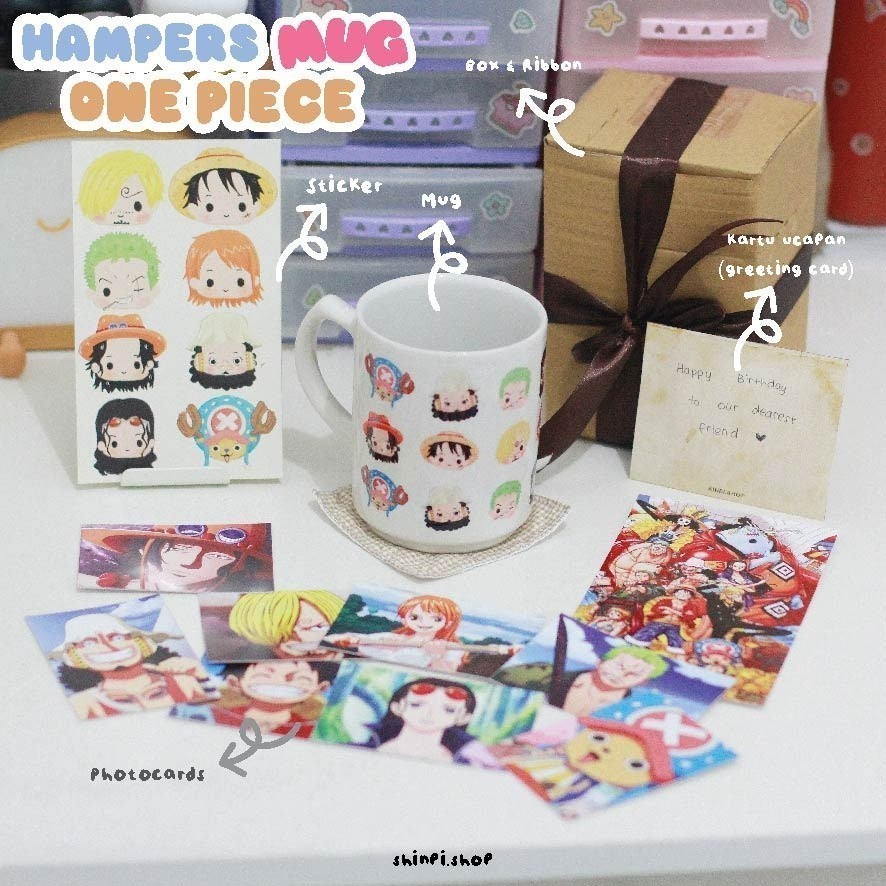 Hampers Mug One Piece | Luffy Nami Shanks Sanji Chopper Ussop Robin | Kado Ultah Wibu Wisuda CUSTOM 