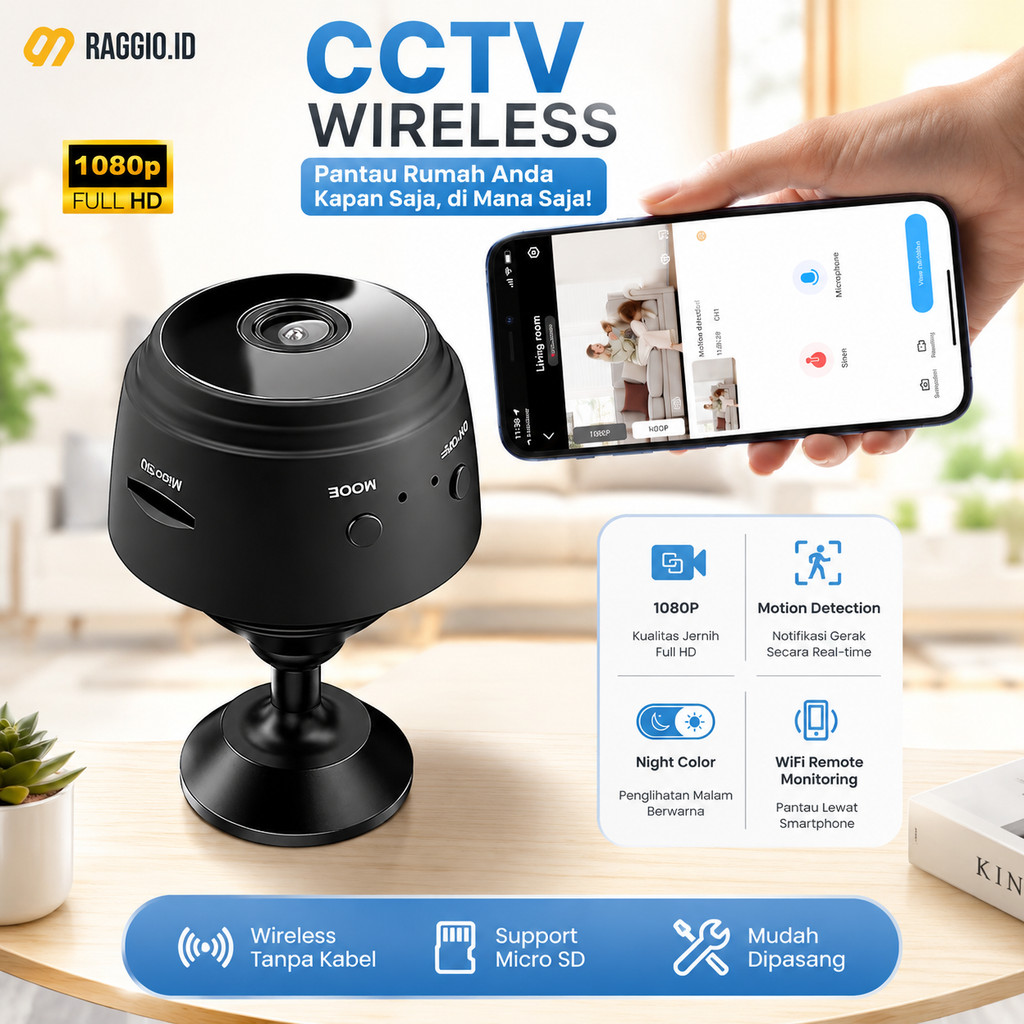 Kamera CCTV Mini Wireless – Portable & Nirkabel | HD Wifi Jarak Jauh