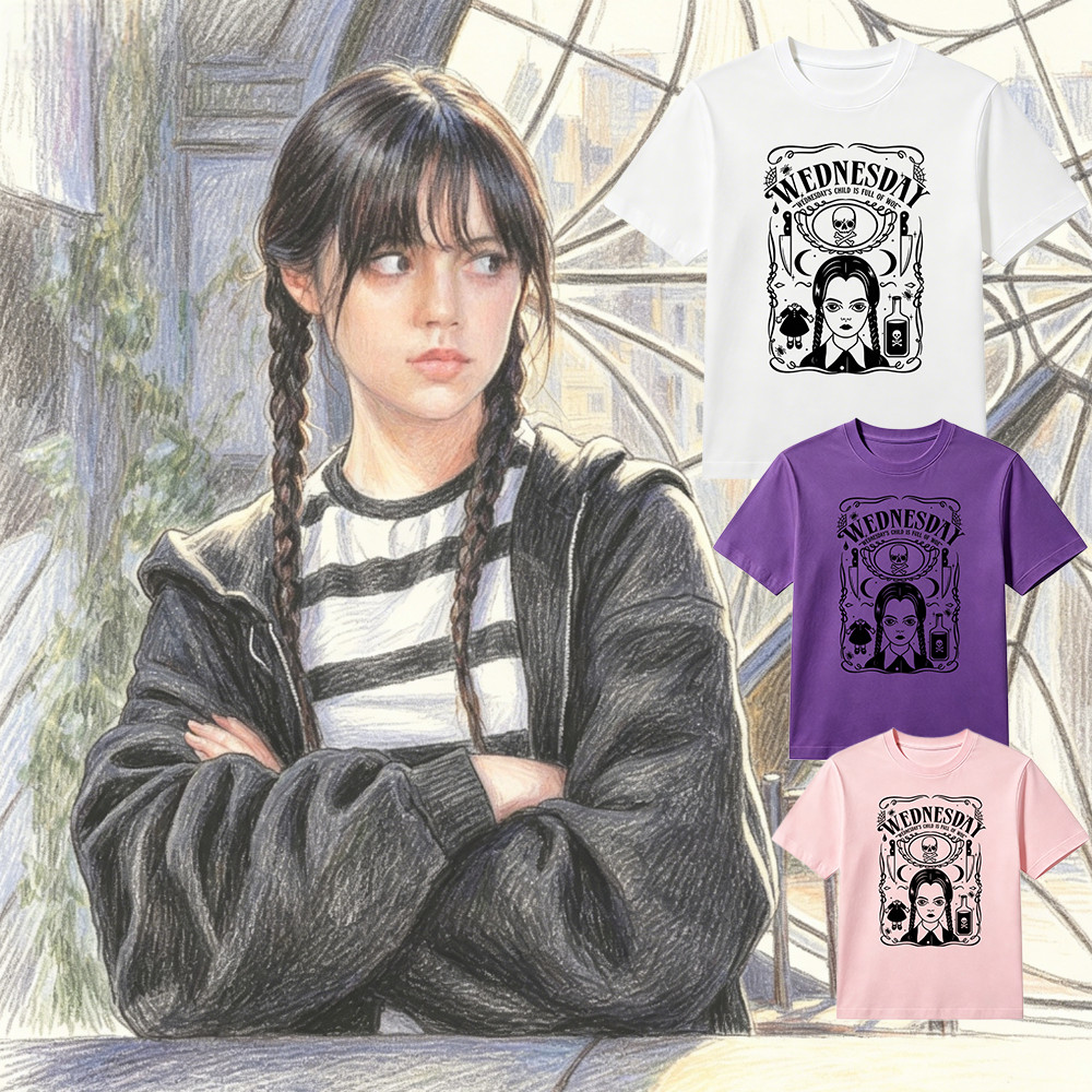 wednesday costume Baju Kaos Washed Warna Anak Motif wednesday Bahan Premium Korean Style Kaos Anak w