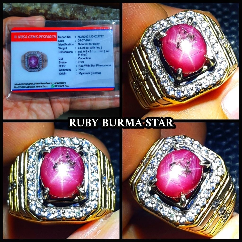 Natural Permata Star Ruby Delima Burma Asli Myanmar Ya
