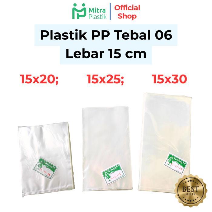 Promo Plastik PP Lebar 15 Tebal 06 15x20 15x25 15x30 Kantong Bening Transparan Snack Beras 1kg - 15x