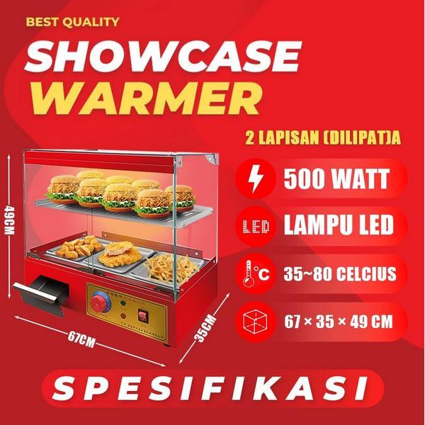 Mesin Penghangat Makanan Ayam Goreng Kentucky Gorengan Pemanas Vertikal Display Showcase