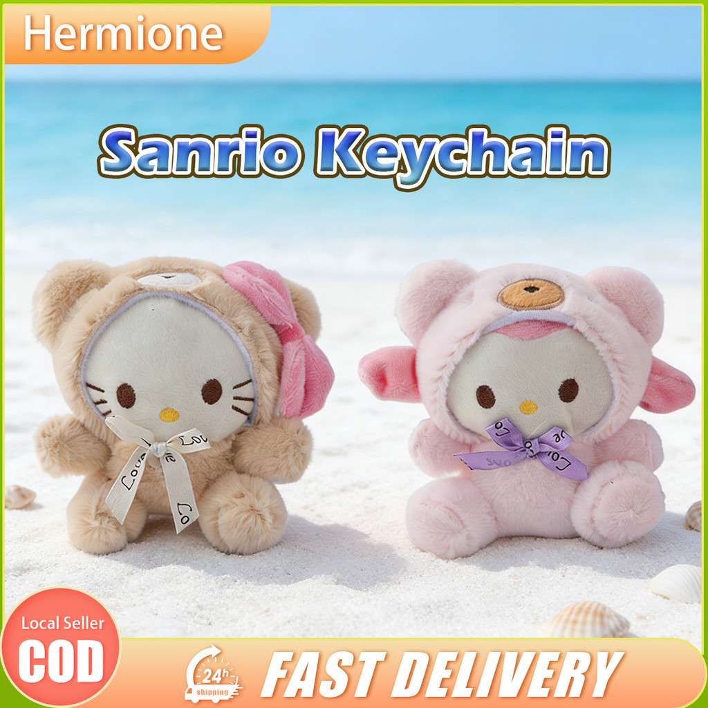 Gantungan boneka tas lucu cute mainan kartun sanrio buat tas hp Bulu Handphone keychain