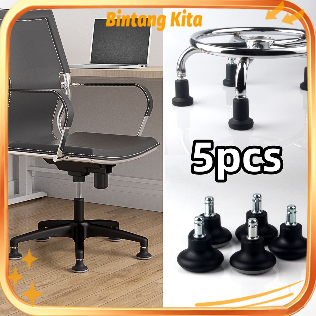5PCS Roda Kastor Stabil Roda Kursi Glider Stabil Kaki Kursi Kerja Roda Kursi